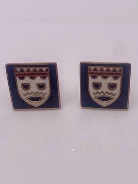 Vintage SWANK Primitive Tribal Mask Cufflinks Mid Century